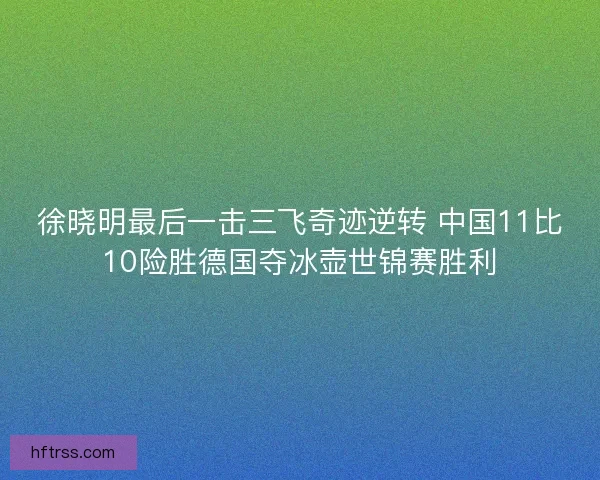 徐晓明最后一击三飞奇迹逆转 中国11比10险胜德国夺冰壶世锦赛胜利 徐晓明最后一击三飞奇迹逆转 中国11比10险胜德国夺冰壶世锦赛胜利