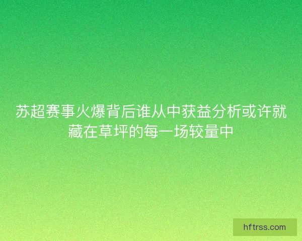 苏超赛事火爆背后谁从中获益分析或许就藏在草坪的每一场较量中 苏超赛事火爆背后谁从中获益分析或许就藏在草坪的每一场较量中