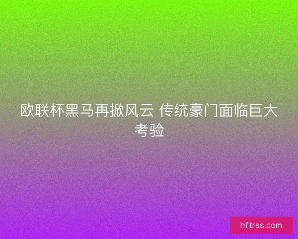 欧联杯黑马再掀风云 传统豪门面临巨大考验 欧联杯黑马再掀风云 传统豪门面临巨大考验